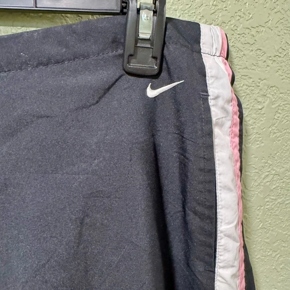 Nike Black Track Pants with Pink and White Stripes